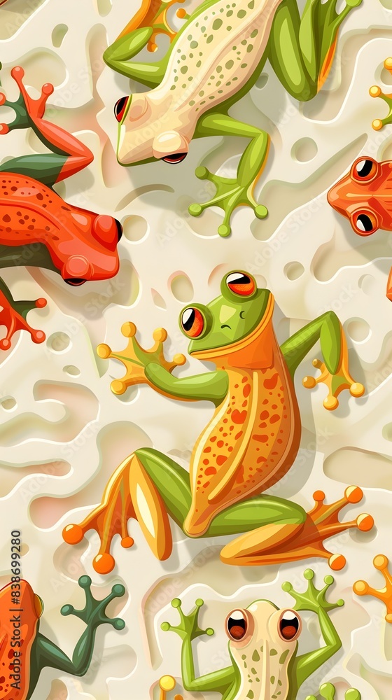 Seamless Textured Background Pattern Featuring Colorful Cartoon Frog Skin Seamless Textured Background Pattern Featuring Colorful Cartoon Frog Skin