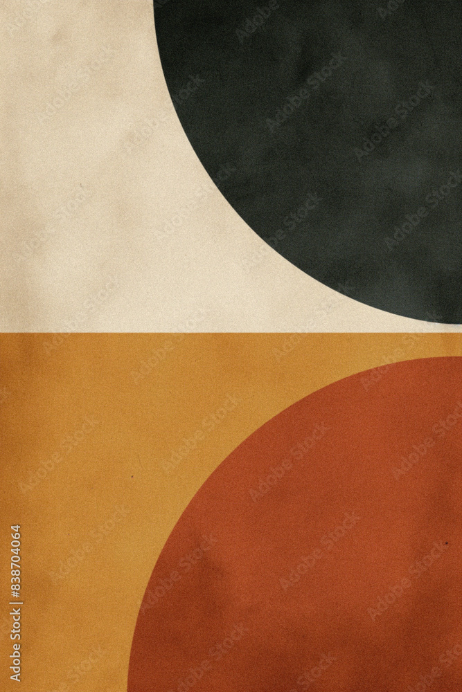Retro-inspired zen boho abstract geometric design in a muted earthy color palette Retro-inspired zen boho abstract geometric design in a muted earthy color palette