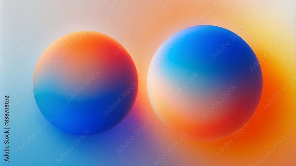 The image depicts an abstract composition with two prominent blurred color spots. The spot on the left is a cool blue shade, while the one on the right is a warm orange The image depicts an abstract composition with two prominent blurred color spots. The spot on the left is a cool blue shade, while the one on the right is a warm orange
