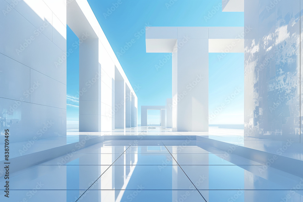 Fototapeta premium Concrete outdoor square building,Empty architectural background. 