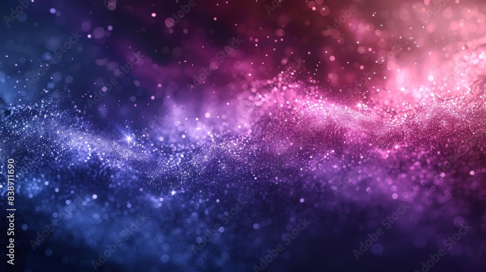 Abstract cosmic background with vibrant purple and blue colors and shimmering lights, resembling a galactic nebula filled with stars and cosmic dust. Abstract cosmic background with vibrant purple and blue colors and shimmering lights, resembling a galactic nebula filled with stars and cosmic dust.