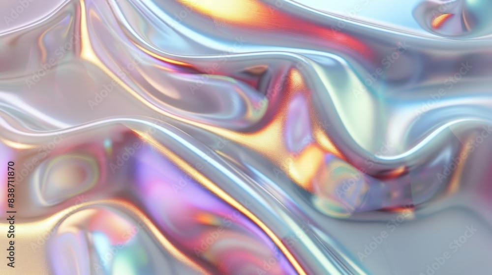 Abstract iridescent background with colorful, smooth, and flowing shapes creating a mesmerizing and vibrant texture. Abstract iridescent background with colorful, smooth, and flowing shapes creating a mesmerizing and vibrant texture.