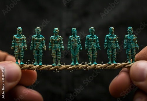 Through Human manipulation, a row of businessmen is depicted, representing the manipulation and control of business strategy and planning.