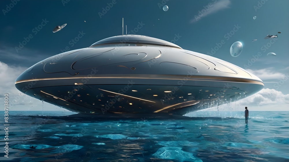 Obraz premium spaceship and moon