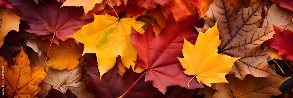 Fototapeta premium Vibrant Autumn Leaves Highlighting Seasonal Change in Nature
