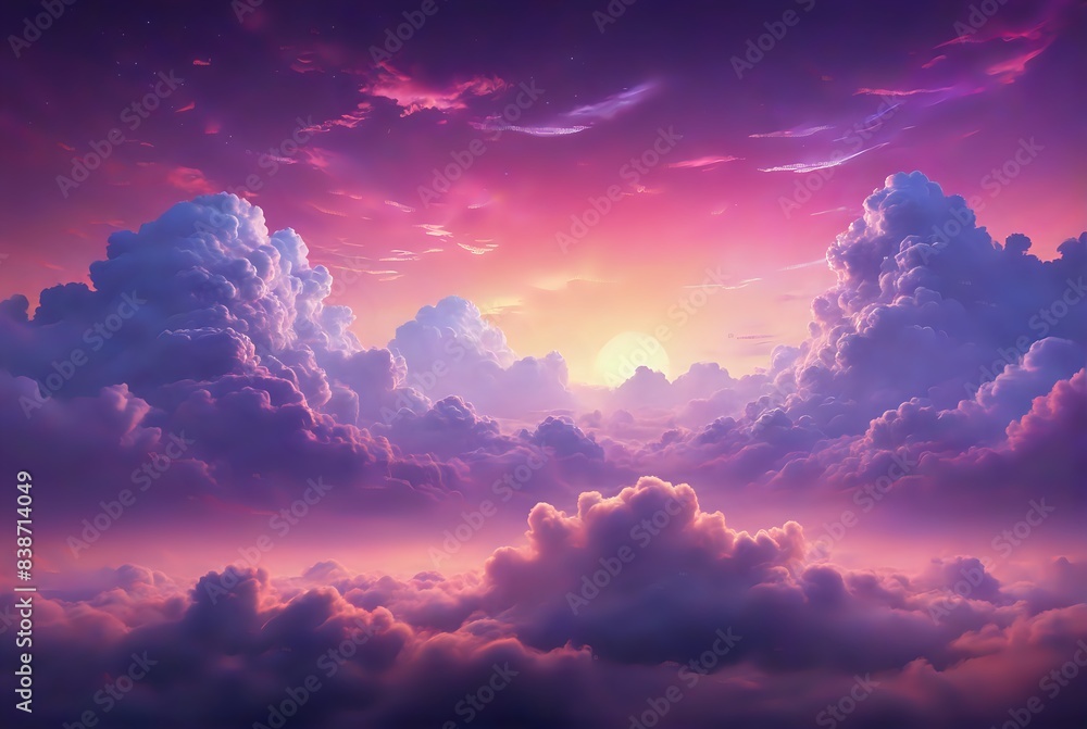 Majestic Cloud-Filled Sunset Sky with Fluffy White and Gray Clouds Majestic Cloud-Filled Sunset Sky with Fluffy White and Gray Clouds