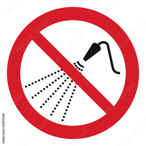 iso prohibition safety signs v2 do not spray with water symbol and pictogram only size 1 x 1 round shape