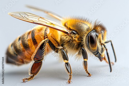 Detailed view of a honey bee walking, isolated on a transparent background © Venka