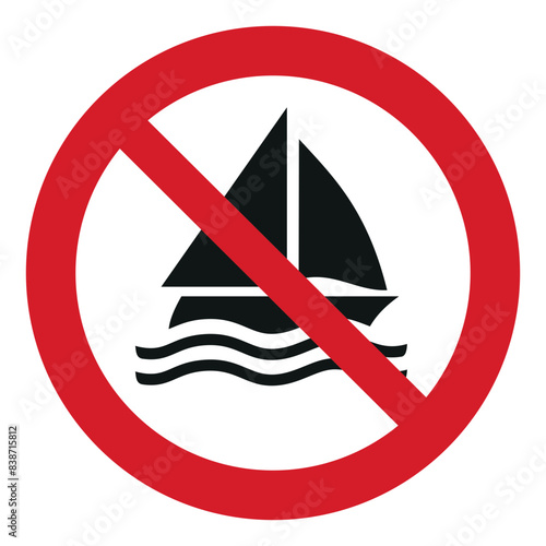 iso prohibition safety signs v2 no sailing symbol and pictogram only size 1 x 1 round shape