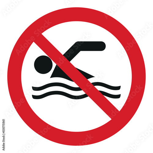 iso prohibition safety signs v2 no swimming symbol and pictogram only size 1 x 1 round shape