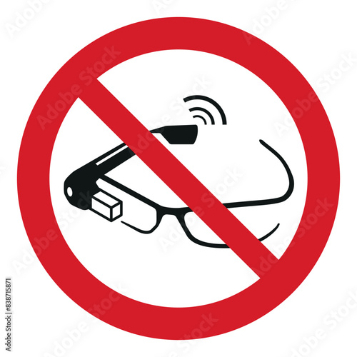 iso prohibition safety signs v2 use of smart glasses symbol and pictogram only size 1 x 1 round shape