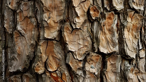 Captivating Close up of Rugged Bark Texture on Weathered Tree Trunk in Natural Setting