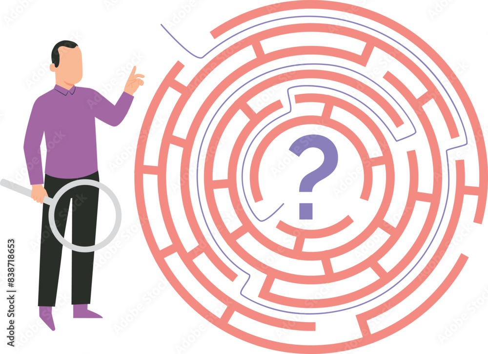 A boy is looking for a solution to a maze game. A boy is looking for a solution to a maze game.