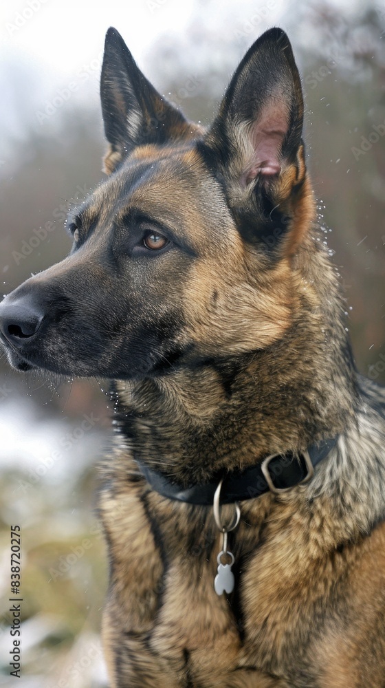 Naklejka premium Building Trust and Dependence: Police Dog Trainer Nurturing a Strong Bond with Canine Companion，Occupation, harmonious coexistence of characters and animals, human friends, right-hand assistants, 4k H