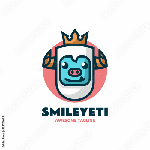 Vector Logo Illustration Yeti Simple Mascot Style.