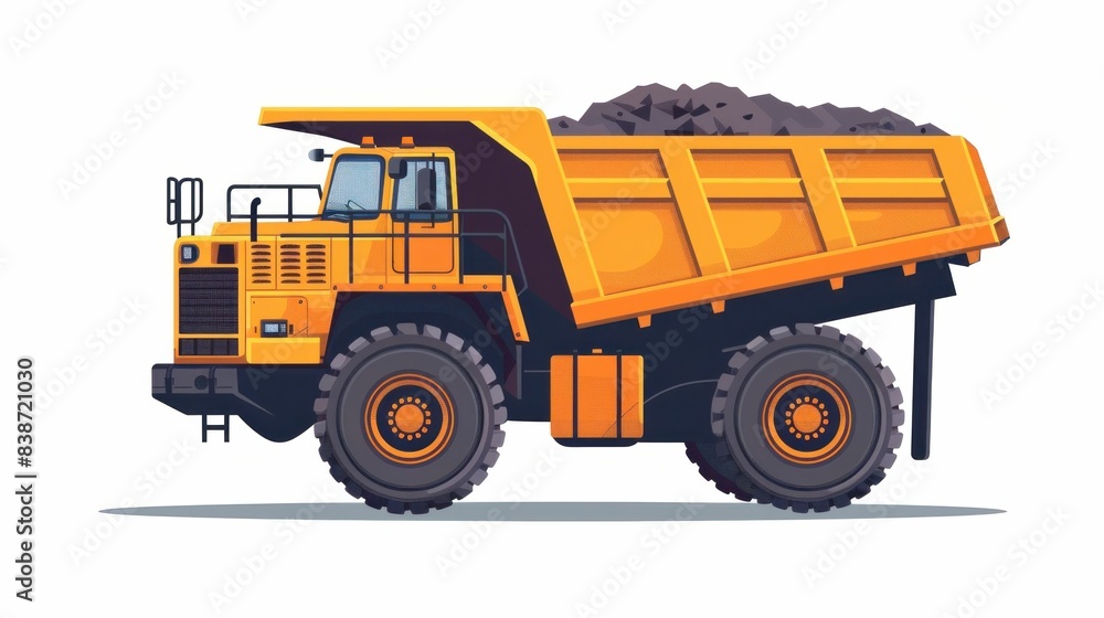 Dump truck loaded with dirt for construction work in industrial area Dump truck loaded with dirt for construction work in industrial area