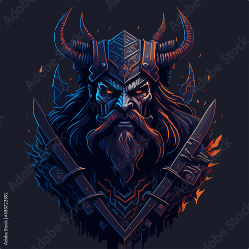 Undead ancient demon warlord covered with ironclad armor