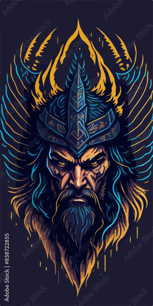 Fototapeta premium Angel Drawf warrior covered with ironclad armor