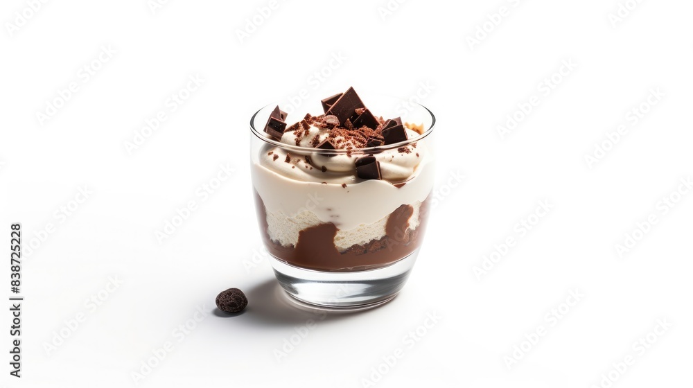 A glass of ice cream with chocolate Isolated on white background A glass of ice cream with chocolate Isolated on white background