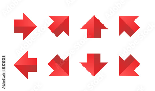 Red direction arrow sign vector illustration