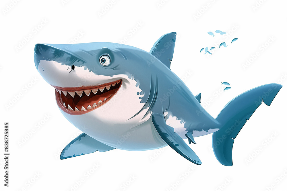 Cartoon character of shark on white background Cartoon character of shark on white background