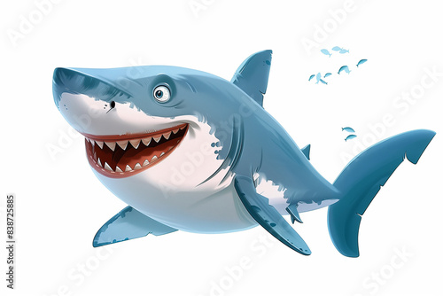 Cartoon character of shark on white background