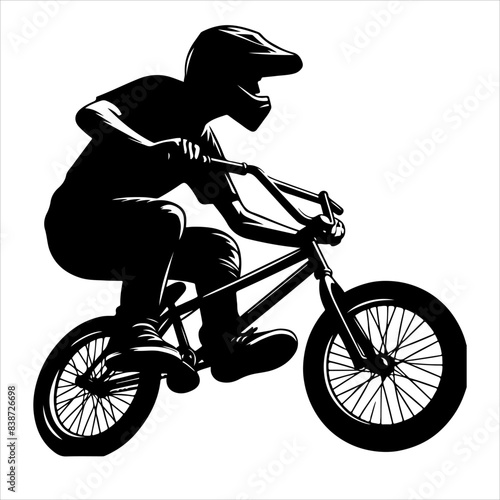 Silhouette of BMX Bicycle Players. Sport, Competition, Hobby, Youth. bicycle player silhouette. Vector illustration