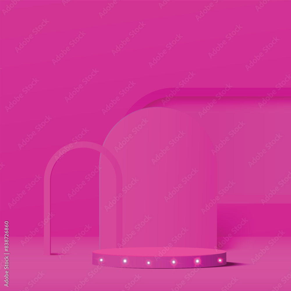 3d pink color podium with lighting and minimal pink wall scene Vector 3d pink color podium with lighting and minimal pink wall scene Vector