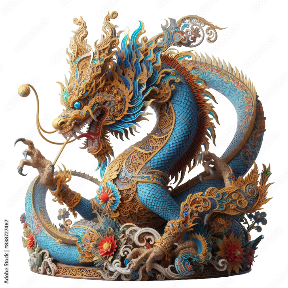 Fototapeta premium the ancient golden dragon statue