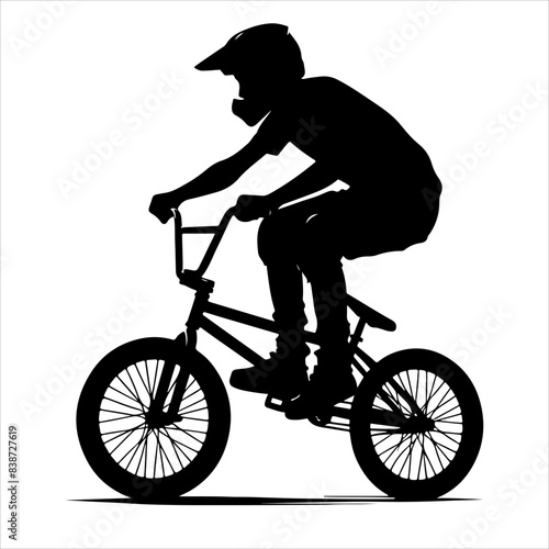 Silhouette of BMX Bicycle Players. Sport, Competition, Hobby, Youth. bicycle player silhouette. Vector illustration