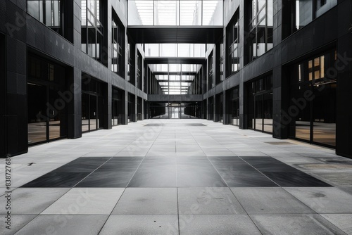 Contemporary architecture with an expansive empty square 