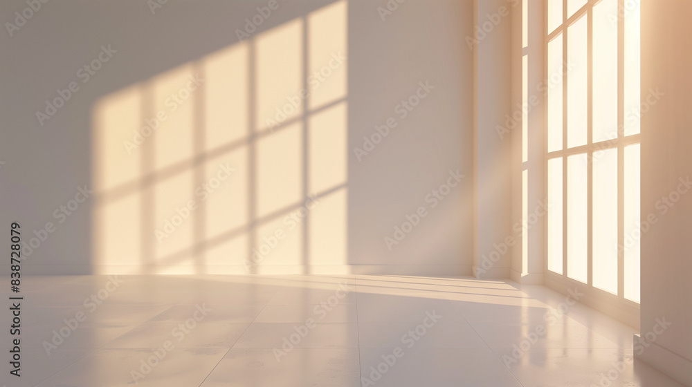 Obraz premium beige room with light shining through a window