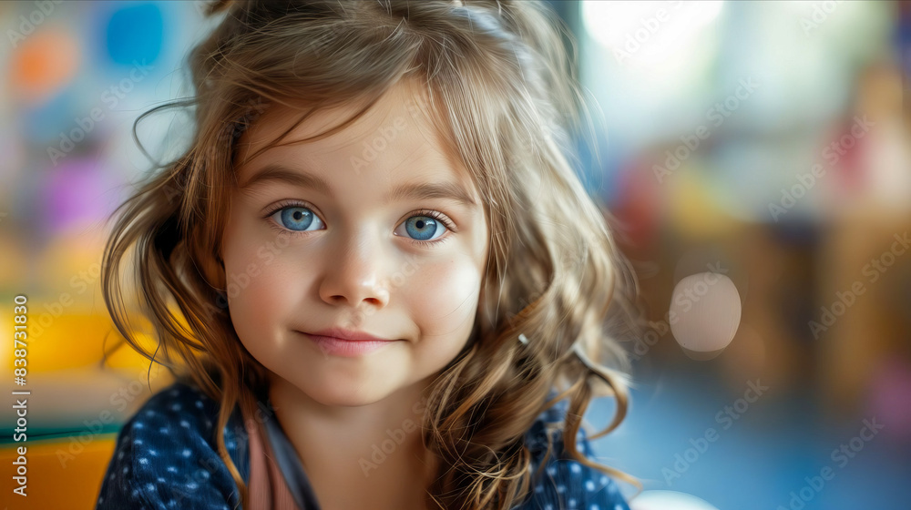 A little girl with blue eyes looking at the camera. A little girl with blue eyes looking at the camera.