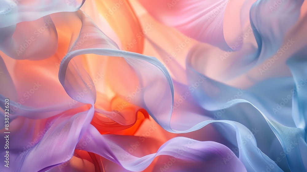 Fototapeta premium modern, minimalistic art style, silk lily petal wallpaper, light color, see-through, soft light, flowing see-through, precise hyperrealism, mesmerizing color scape, octane