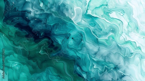 青と緑の抽象的な水彩絵の具の背景