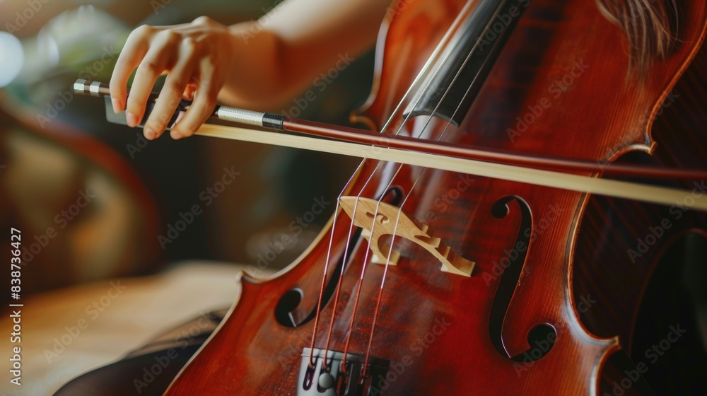 Italian woman playing a cello close up. Italian woman playing a cello close up.