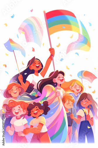 Wallpaper Mural LGBT community celebration Pride month with them child , Asian gay, Indian, daddy, gay and lesbian relationship. Rainbow and Pride element with white background.	
 Torontodigital.ca