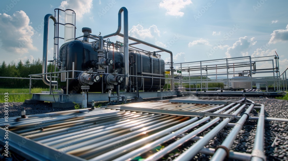 Fototapeta premium Advanced Hydrogen Generation Process: High-Efficiency Production and Industrial Infrastructure for Sustainable Energy Solutions