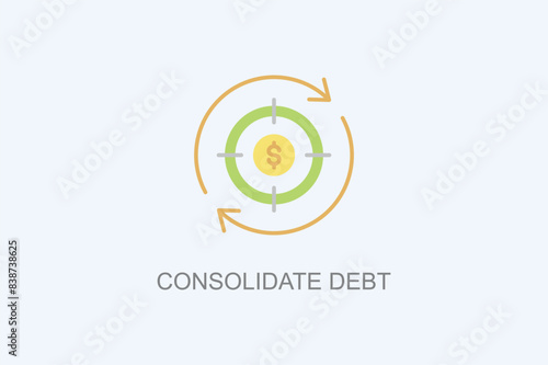 Consolidate Debt Vector Icon Or Logo Illustration