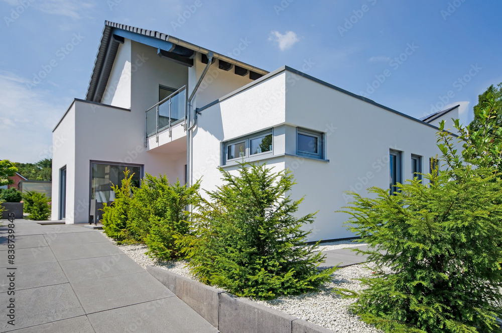 weisses Einfamilienhaus, hochwertig, Deutschland weisses Einfamilienhaus, hochwertig, Deutschland
