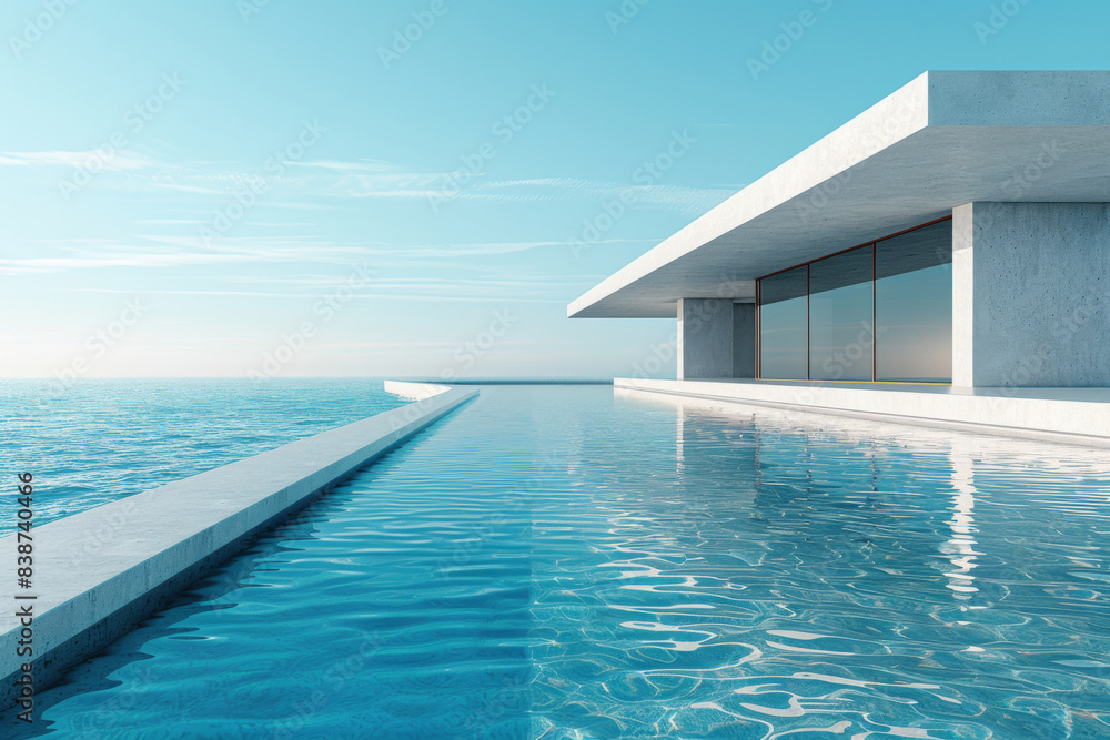 Modern buildings by the lake.Empty architectural background. Modern buildings by the lake.Empty architectural background.