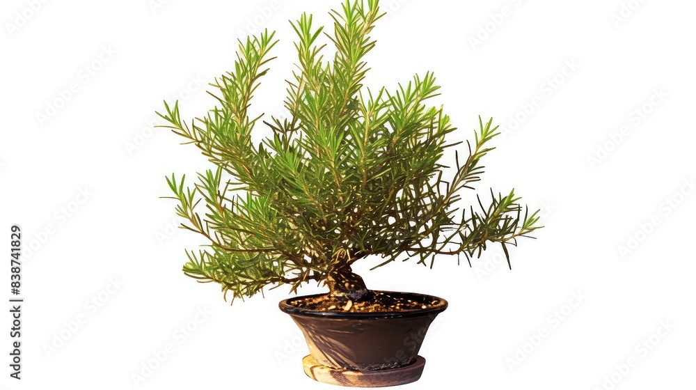 Rosemary in beautiful pot, indoor, isolate photo stock, white background, no shadow, no logo Rosemary in beautiful pot, indoor, isolate photo stock, white background, no shadow, no logo