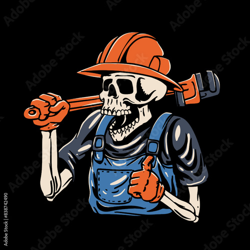 Skeleton Plumber Vector Illustration