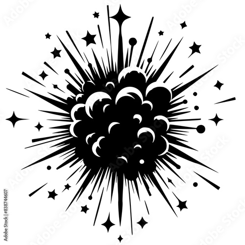 Pop art explosion silhouette