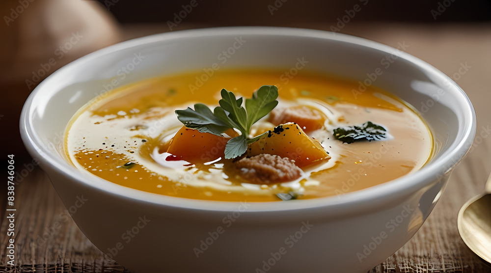 Background with a warm bowl of soup theme Background with a warm bowl of soup theme