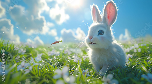 white rabbit on green grass