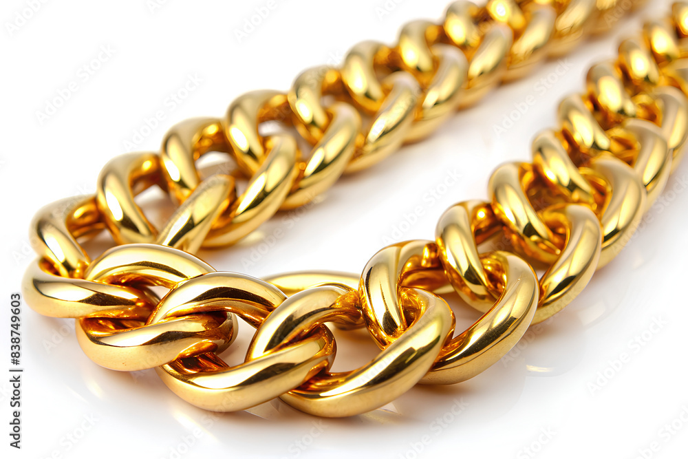 shiny gold chain closeup on white background shiny gold chain closeup on white background