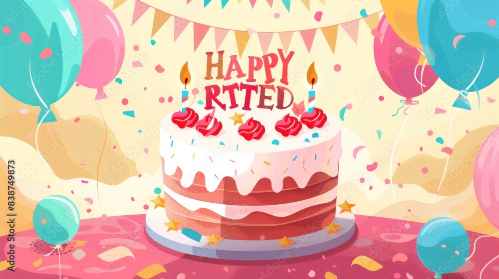 A cake with candles on it and the words Happy Ritten written on it A cake with candles on it and the words Happy Ritten written on it