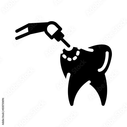 Vector solid black icon for Teeth filling