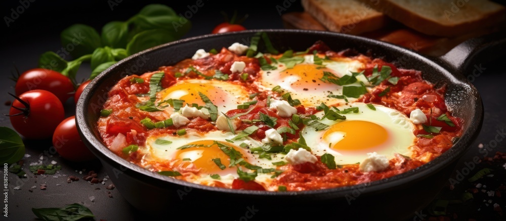 fried egg in a bowl with spicy tomato sauce fried egg in a bowl with spicy tomato sauce